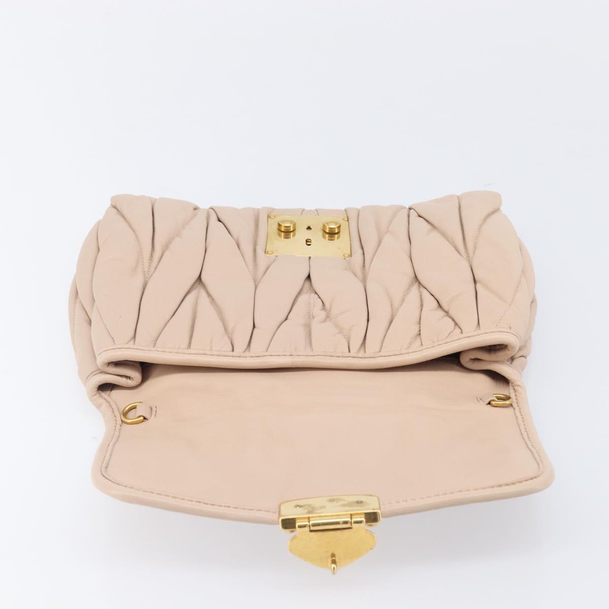 Miu Miu Matelasse Shoulder Bag Leather Pink Gold Auth bs37375