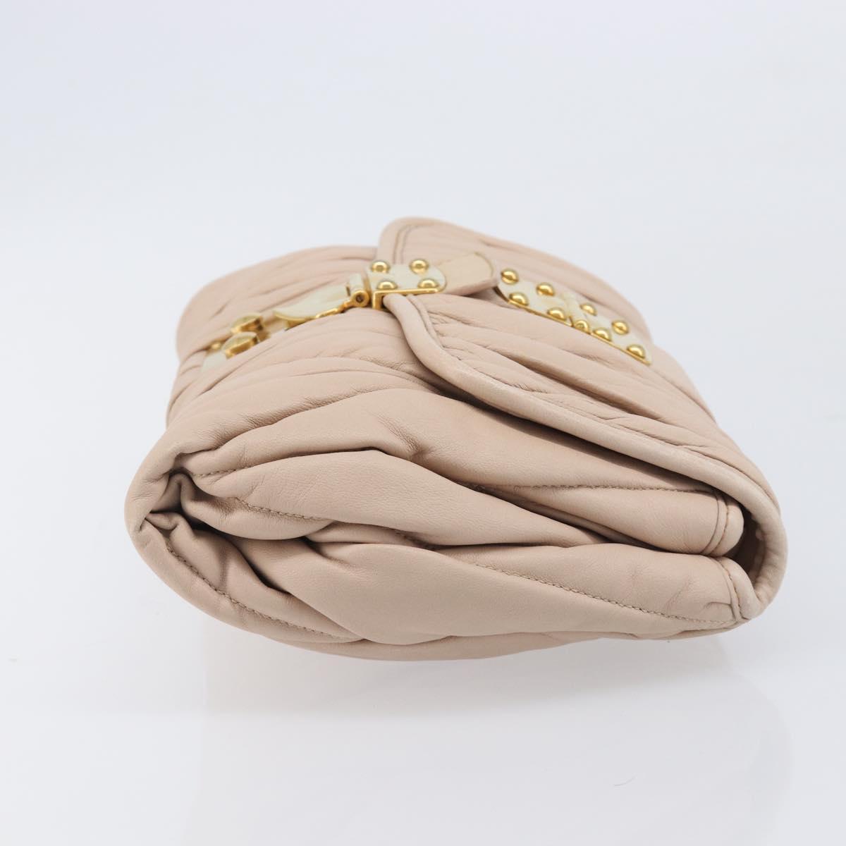 Miu Miu Matelasse Shoulder Bag Leather Pink Gold Auth bs37375
