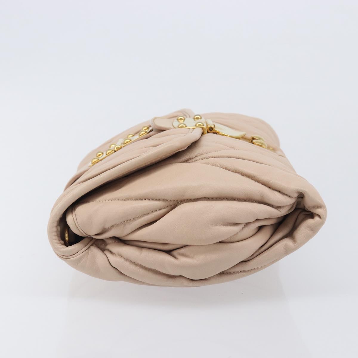 Miu Miu Matelasse Shoulder Bag Leather Pink Gold Auth bs37375