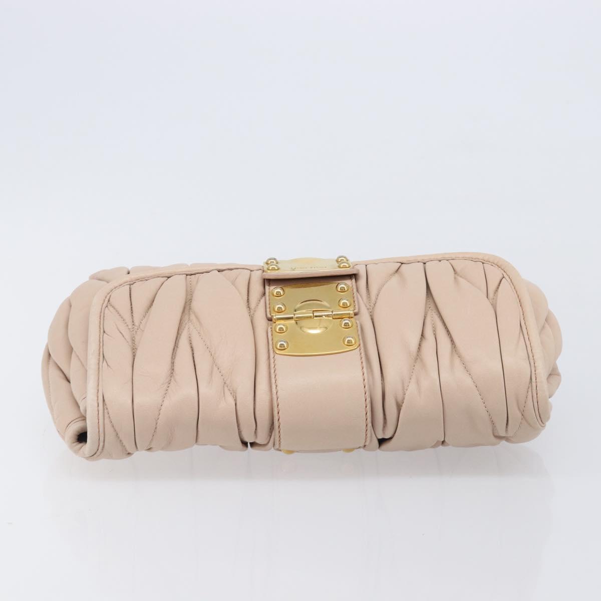 Miu Miu Matelasse Shoulder Bag Leather Pink Gold Auth bs37375
