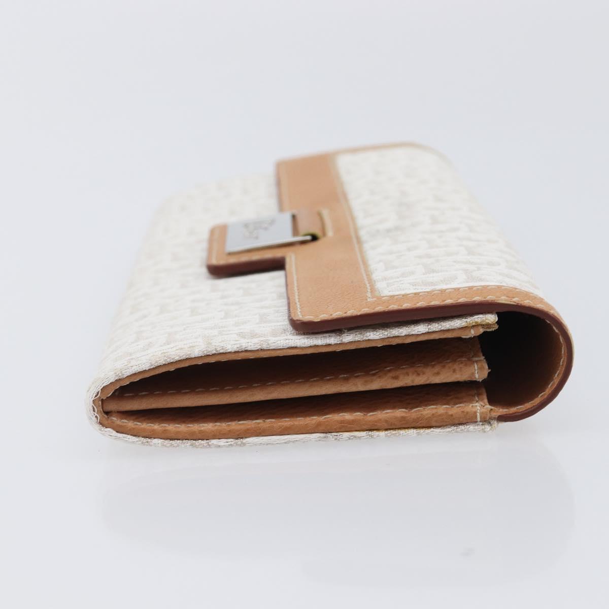 Christian Dior Trotter Canvas Long Wallet White Silver Auth bs37382V