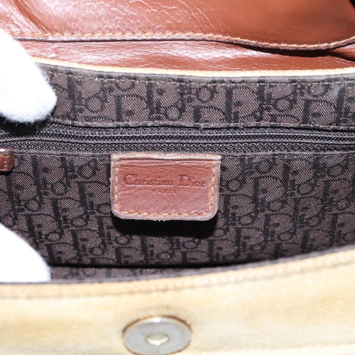 Christian Dior Street Chic Shoulder Bag Canvas Beige Gold Auth bs37384