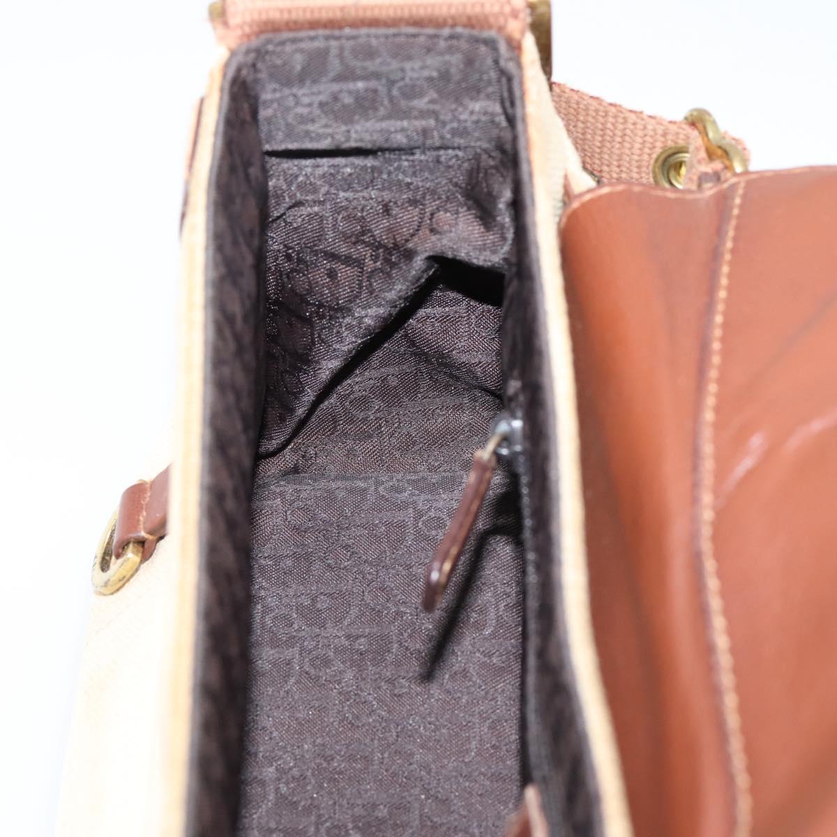 Christian Dior Street Chic Shoulder Bag Canvas Beige Gold Auth bs37384