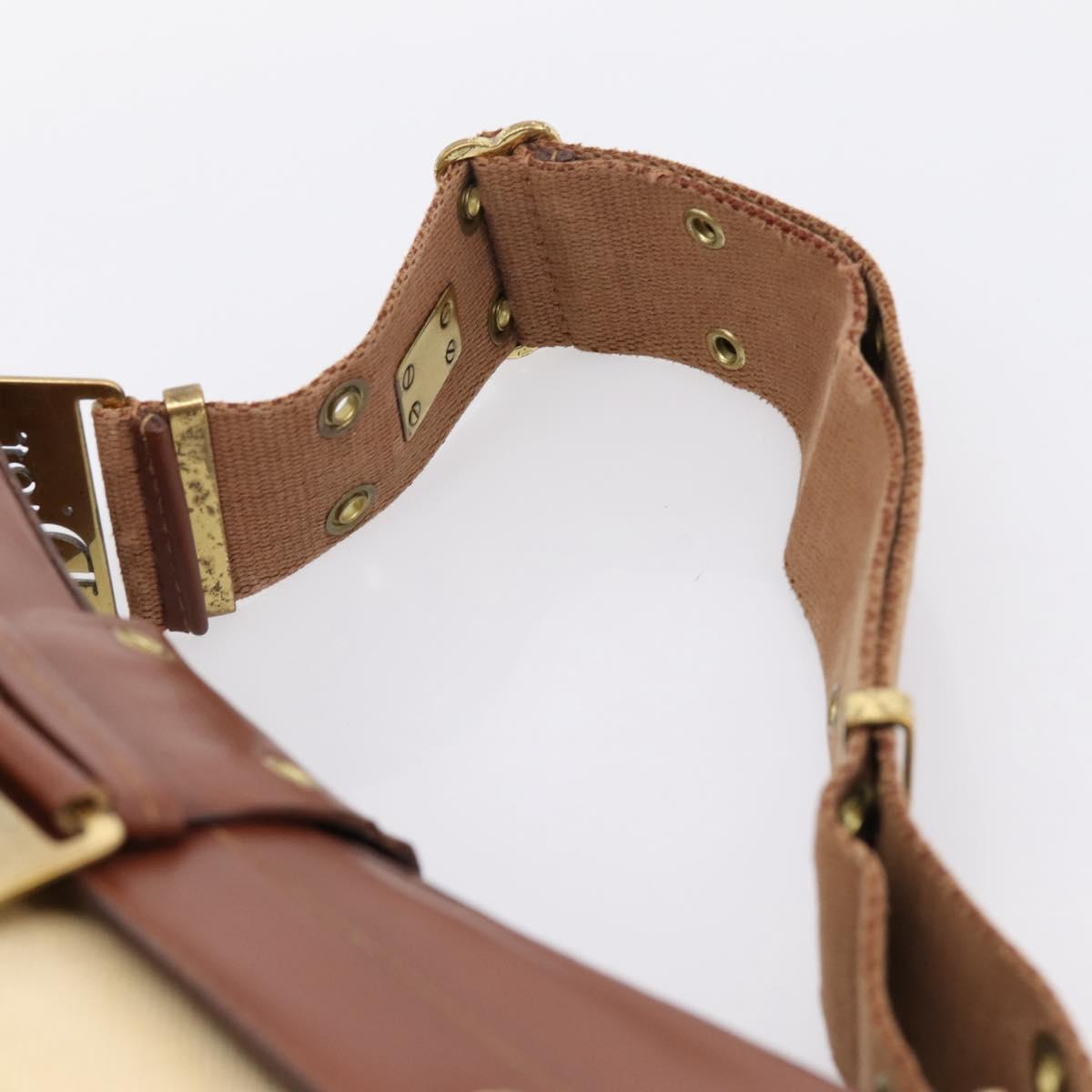 Christian Dior Street Chic Shoulder Bag Canvas Beige Gold Auth bs37384