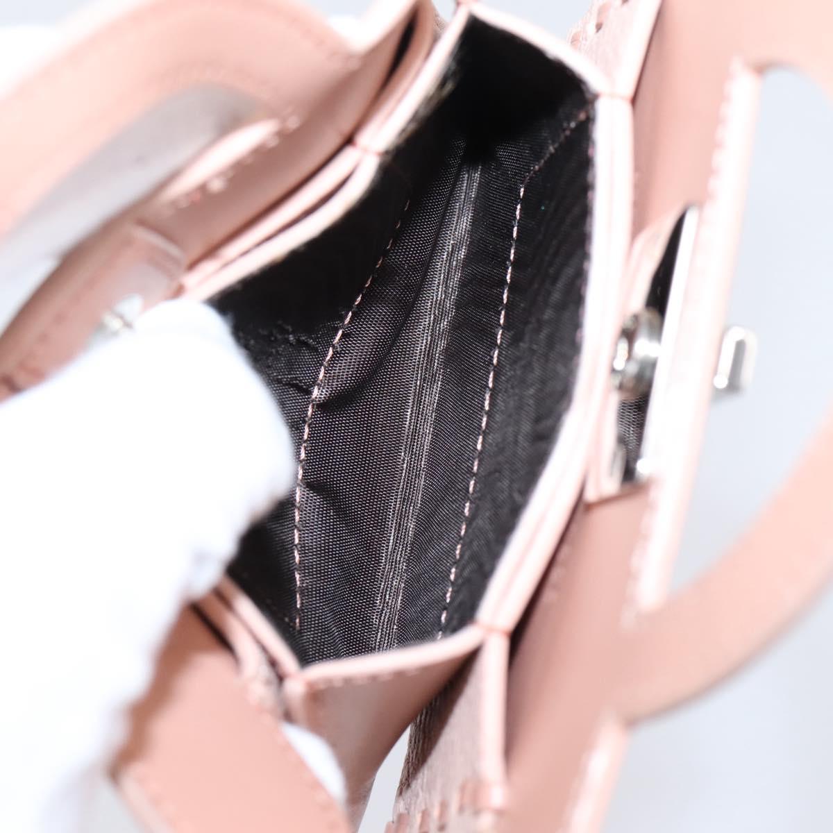 FENDI Peek A Boo Selleria Card Case Leather Pink Silver Auth bs37387M