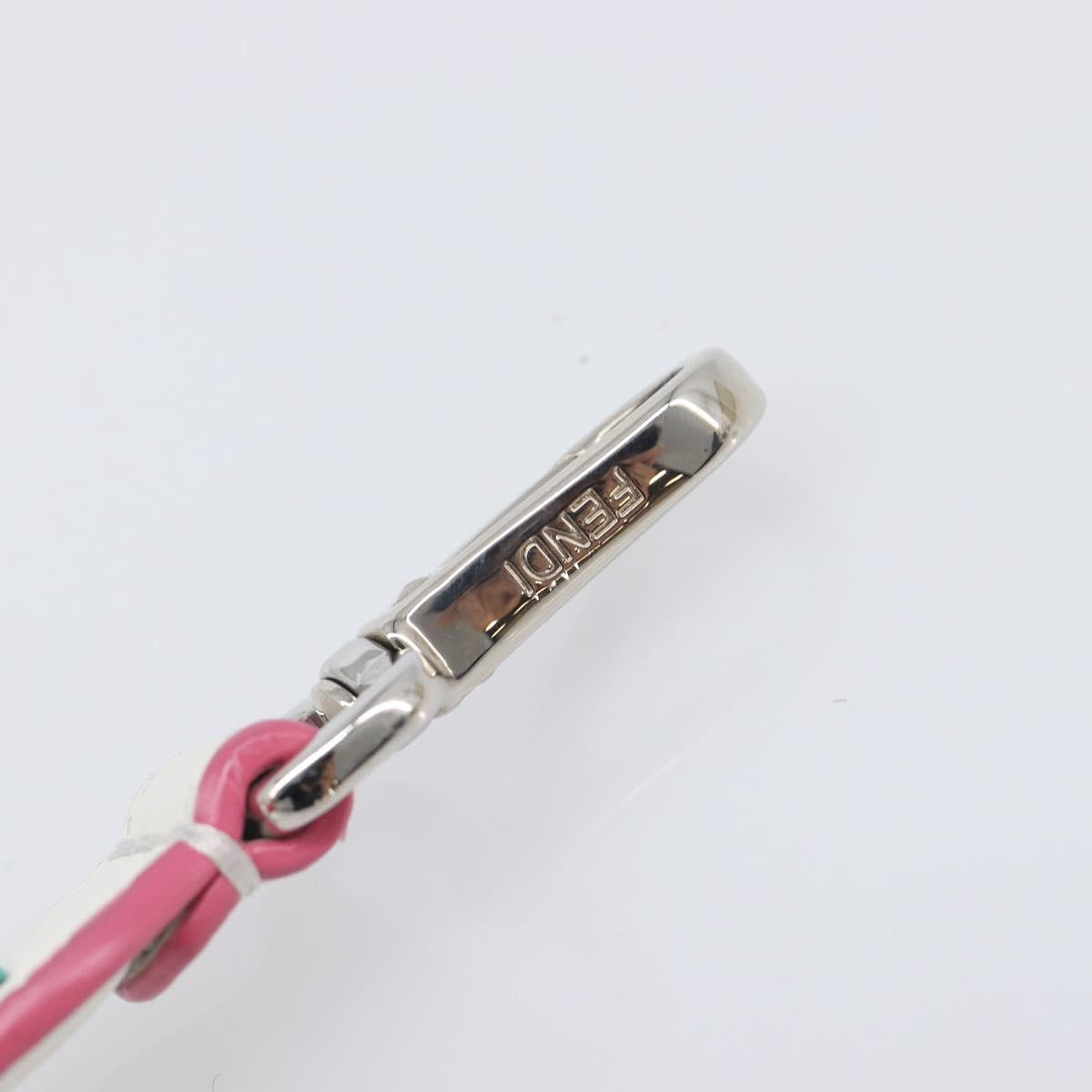 FENDI Strap You Shoulder Strap Leather 15.2"" White Silver Auth bs37389