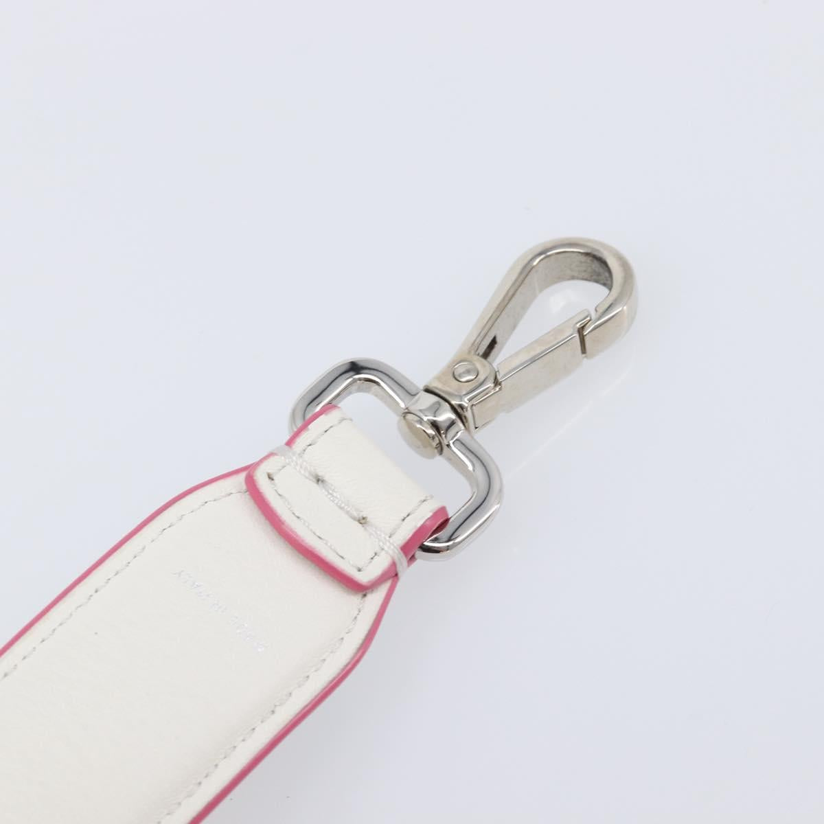 FENDI Strap You Shoulder Strap Leather 15.2"" White Silver Auth bs37389
