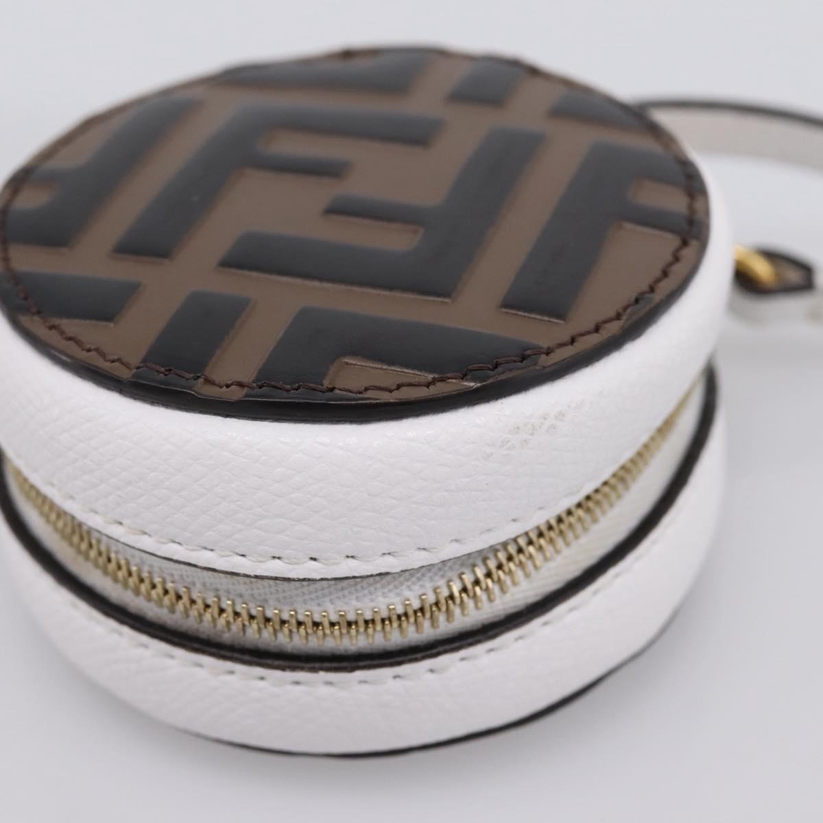 FENDI Zucca Canvas Pouch Charm Brown Gold Auth bs37390A