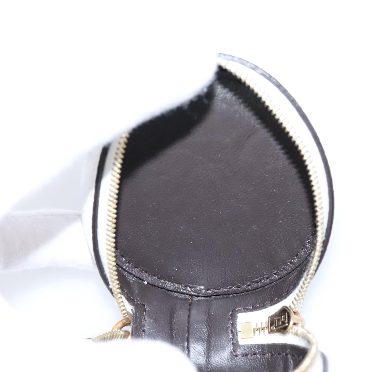 FENDI Zucca Canvas Pouch Charm Brown Gold Auth bs37390A
