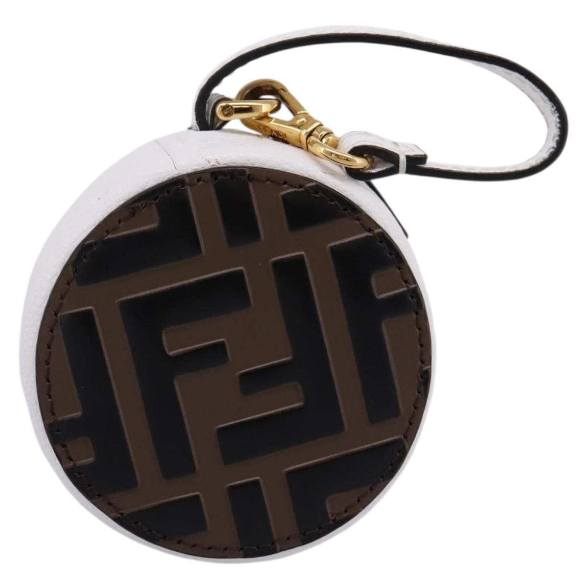 FENDI Zucca Canvas Pouch Charm Brown Gold Auth bs37390A