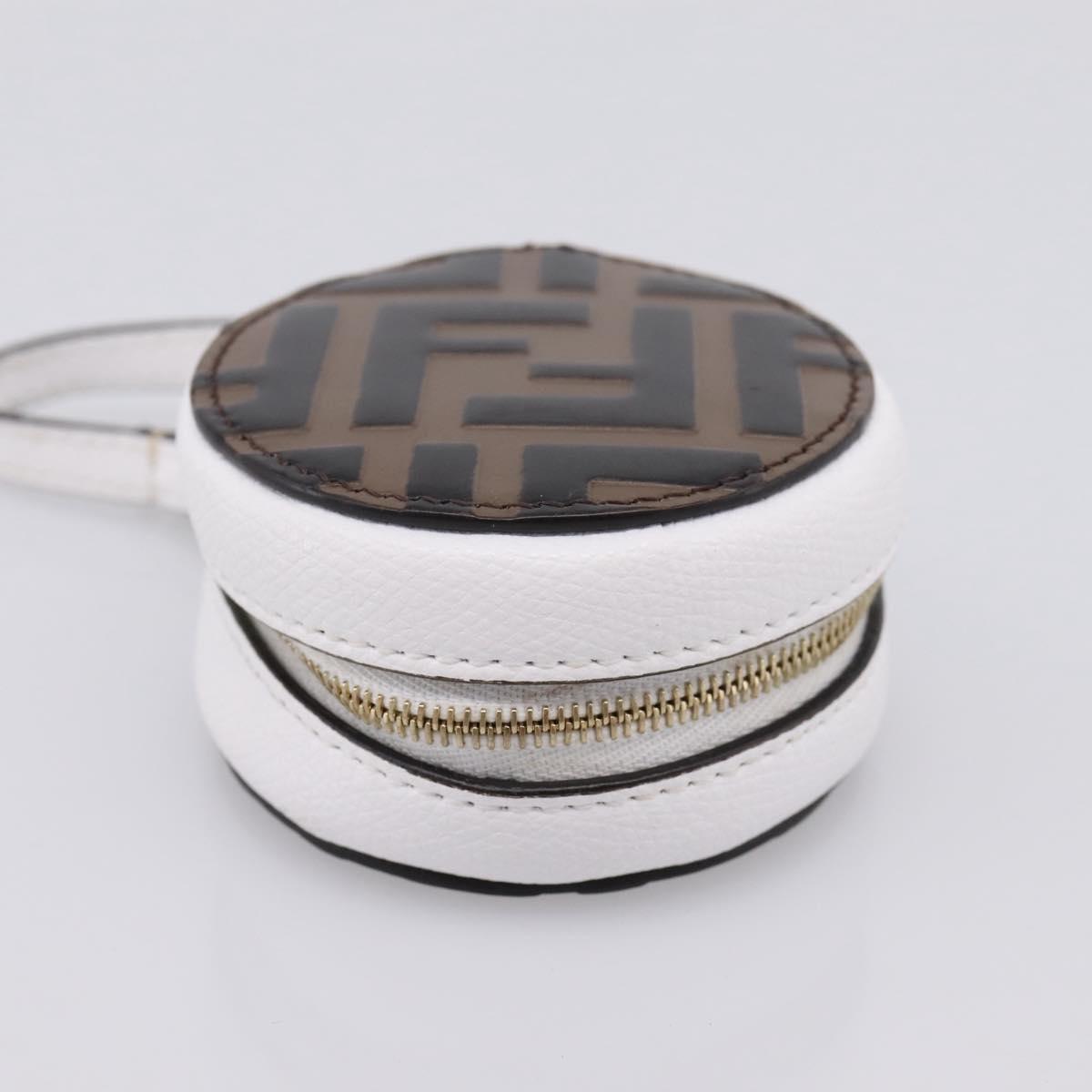 FENDI Zucca Canvas Pouch Charm Brown Gold Auth bs37390A