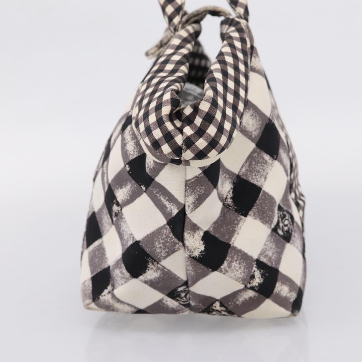 CHANEL Cruise Line Hand Bag Canvas Black White CC Auth bs37391A