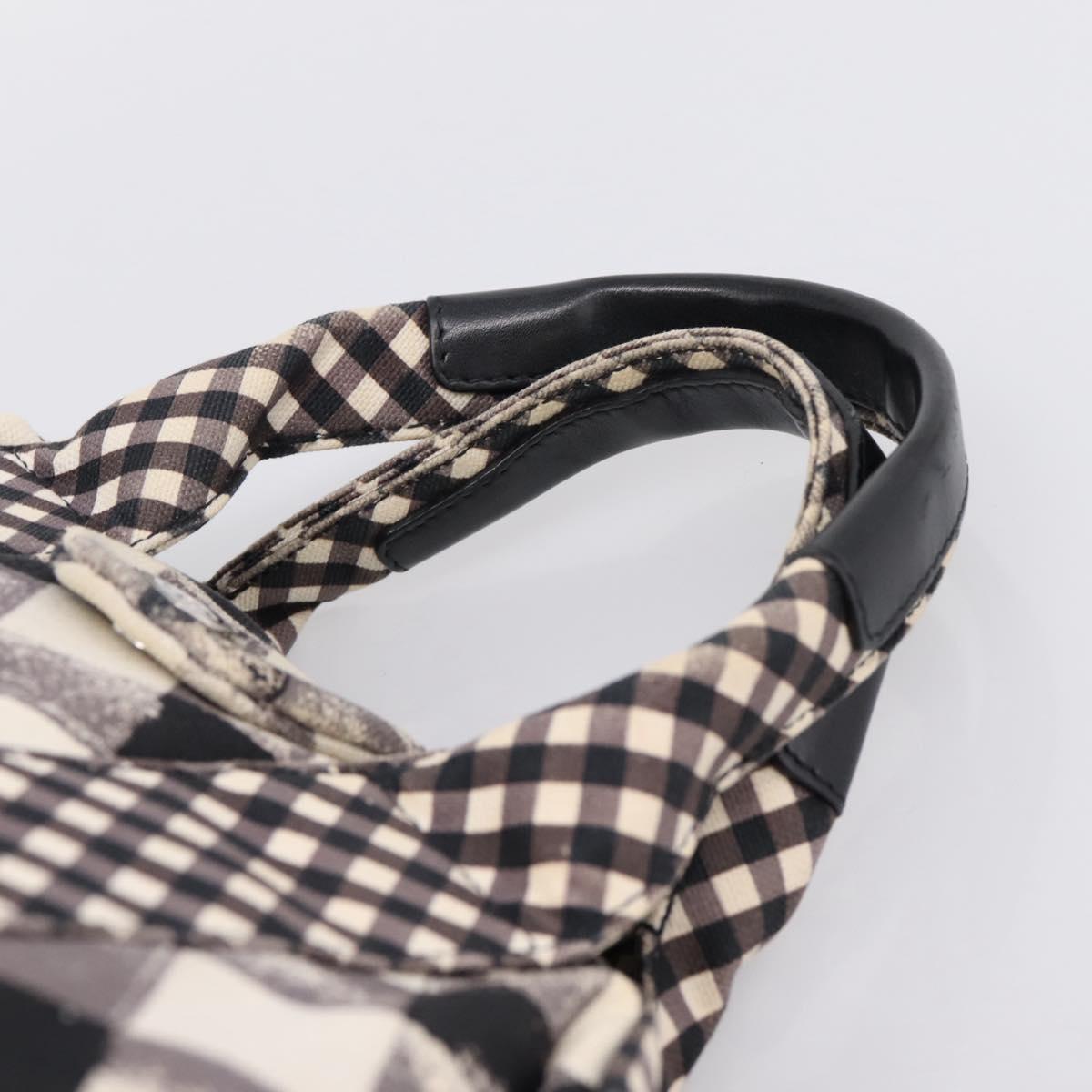 CHANEL Cruise Line Hand Bag Canvas Black White CC Auth bs37391A