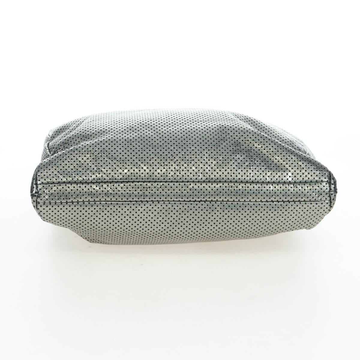 CHANEL 2.55 Chain Shoulder Bag Punching Leather Green Silver CC Auth bs37393V
