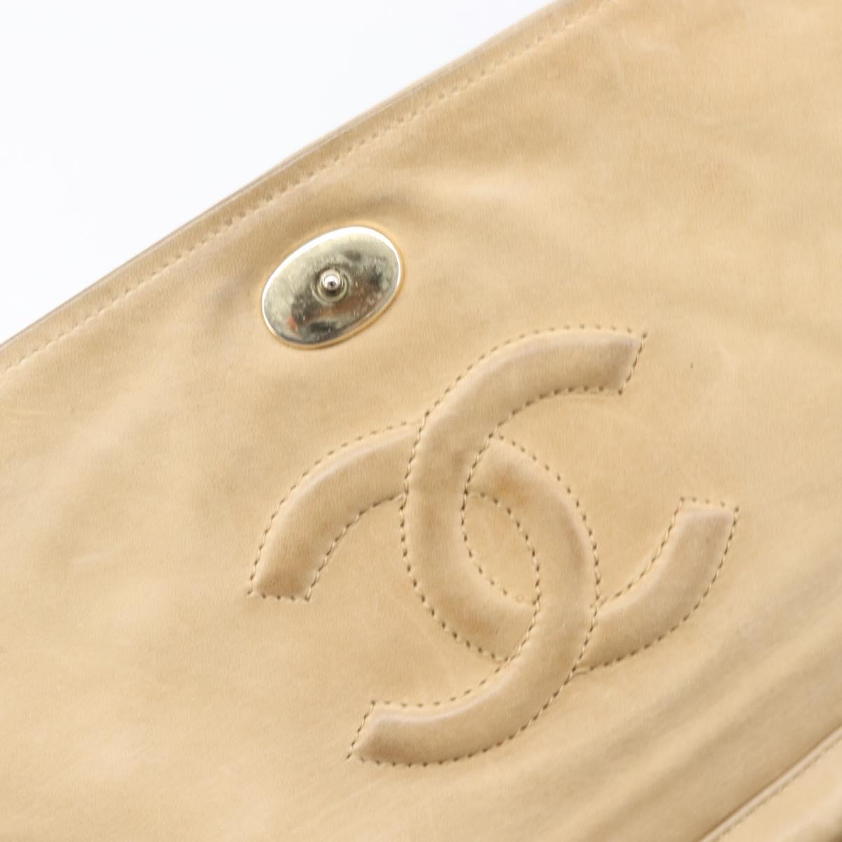 CHANEL Matelasse Chain Shoulder Bag Raffia Beige Gold CC Auth bs37394