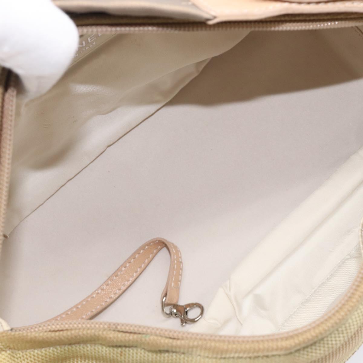 CHANEL Paris Biarritz Shoulder Bag Coated Canvas Gold Silver CC Auth bs37395
