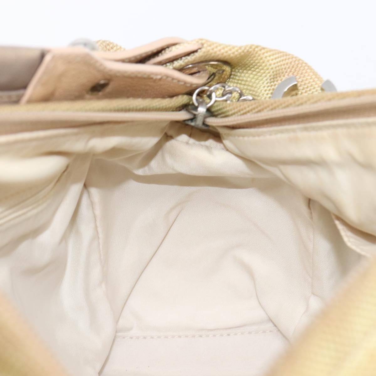 CHANEL Paris Biarritz Shoulder Bag Coated Canvas Gold Silver CC Auth bs37395