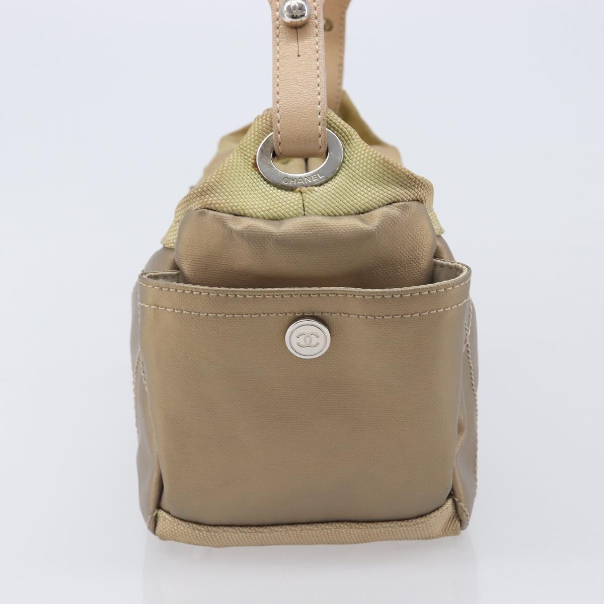 CHANEL Paris Biarritz Shoulder Bag Coated Canvas Gold Silver CC Auth bs37395
