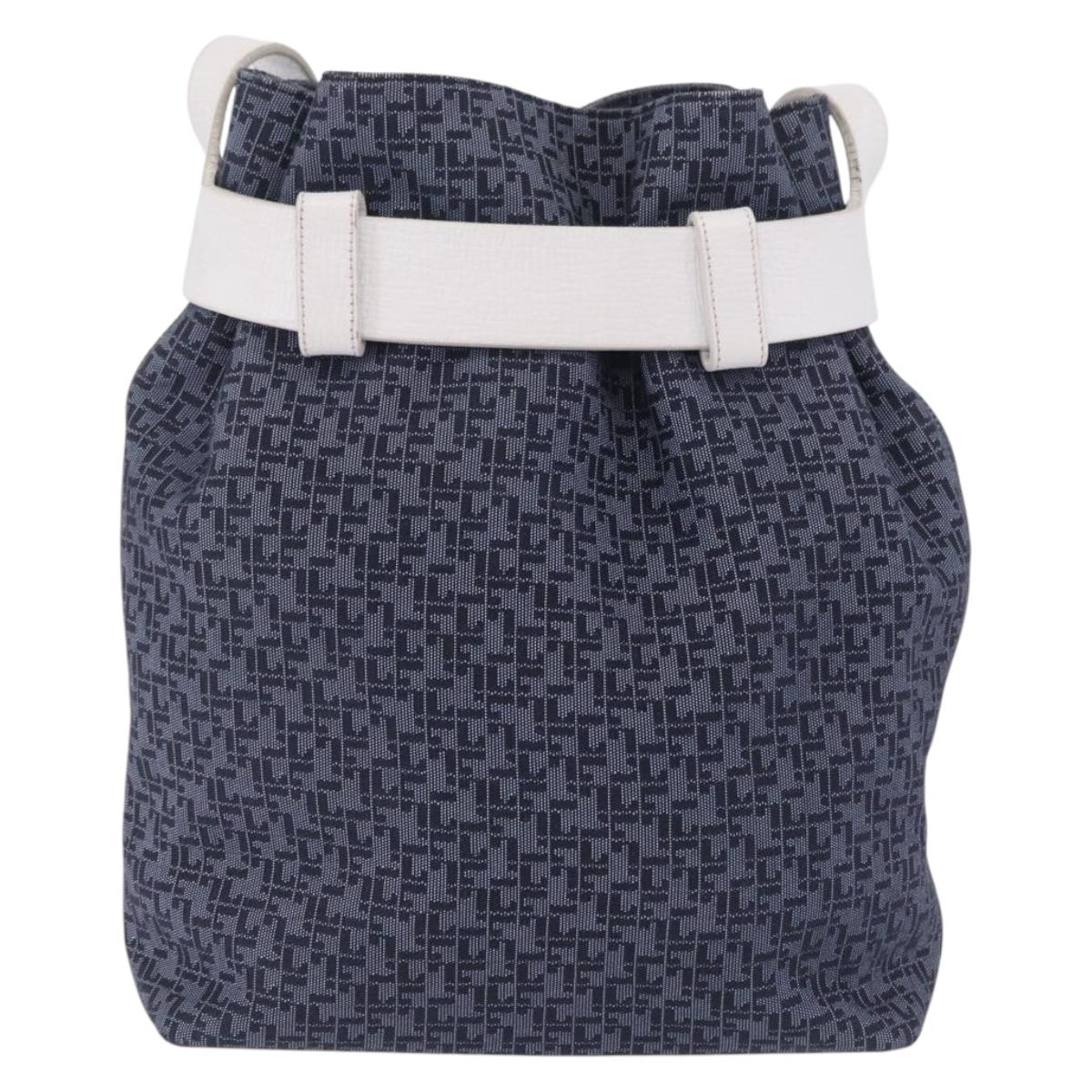 LOEWE Shoulder Bag Canvas Blue Gold Auth bs37397A