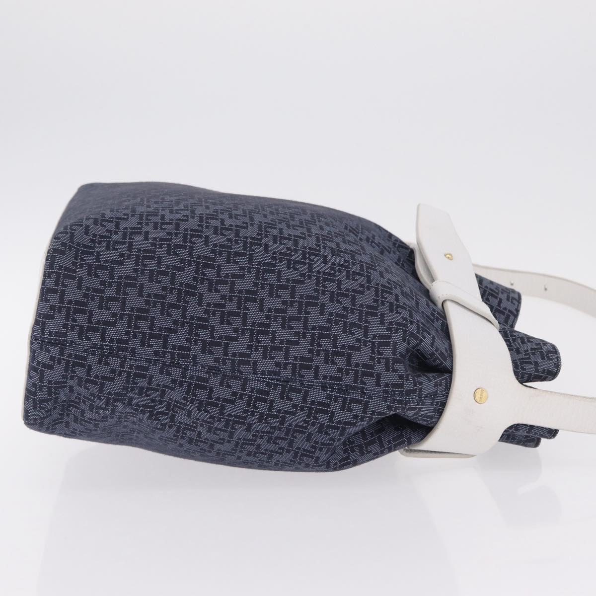 LOEWE Shoulder Bag Canvas Blue Gold Auth bs37397A