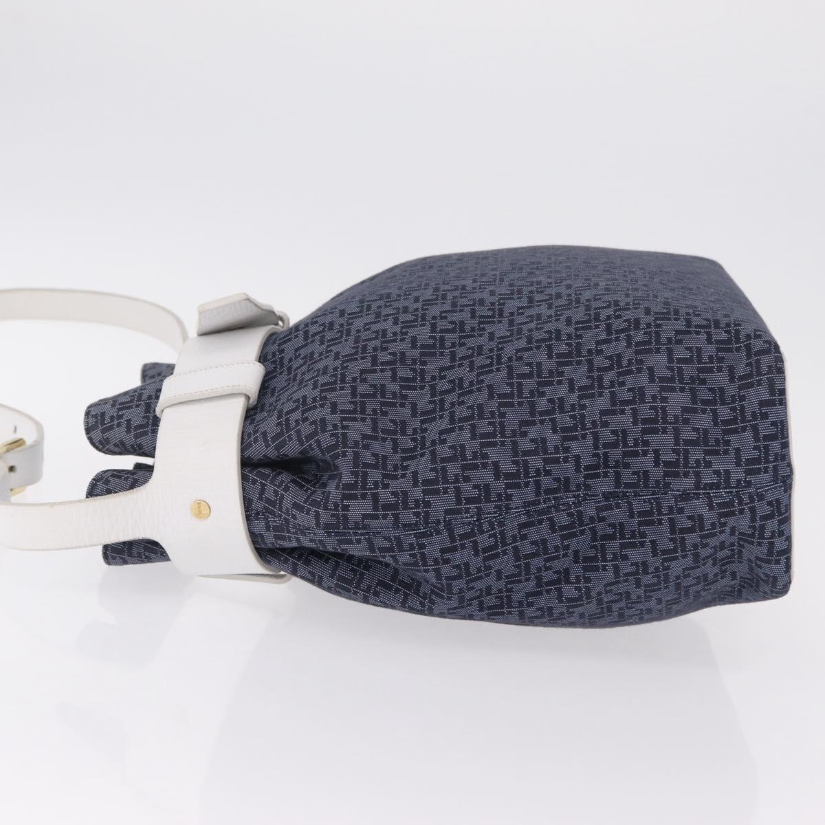 LOEWE Shoulder Bag Canvas Blue Gold Auth bs37397A