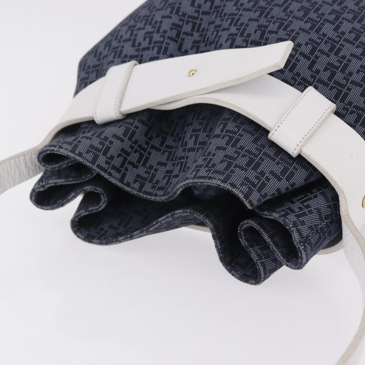 LOEWE Shoulder Bag Canvas Blue Gold Auth bs37397A
