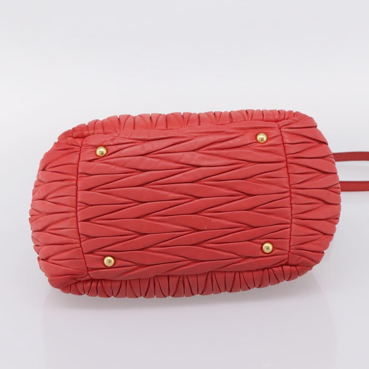 Miu Miu Matelasse Hand Bag Leather 2way Red Gold Auth bs37398
