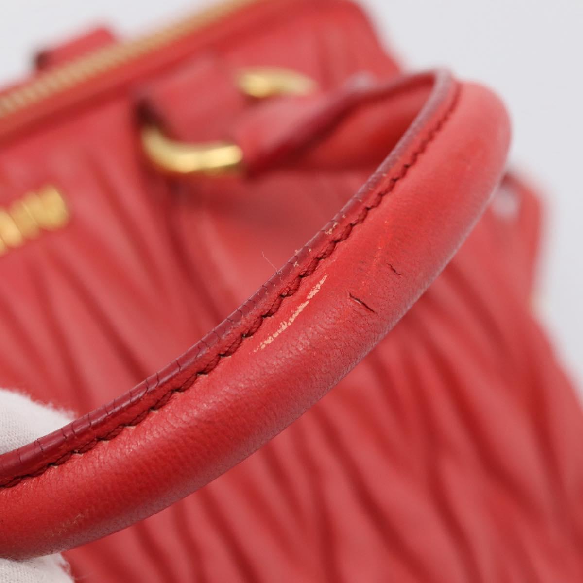 Miu Miu Matelasse Hand Bag Leather 2way Red Gold Auth bs37398