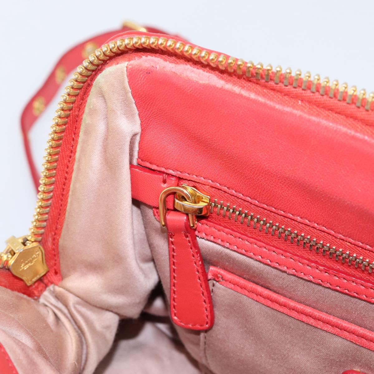 Miu Miu Matelasse Hand Bag Leather 2way Red Gold Auth bs37398