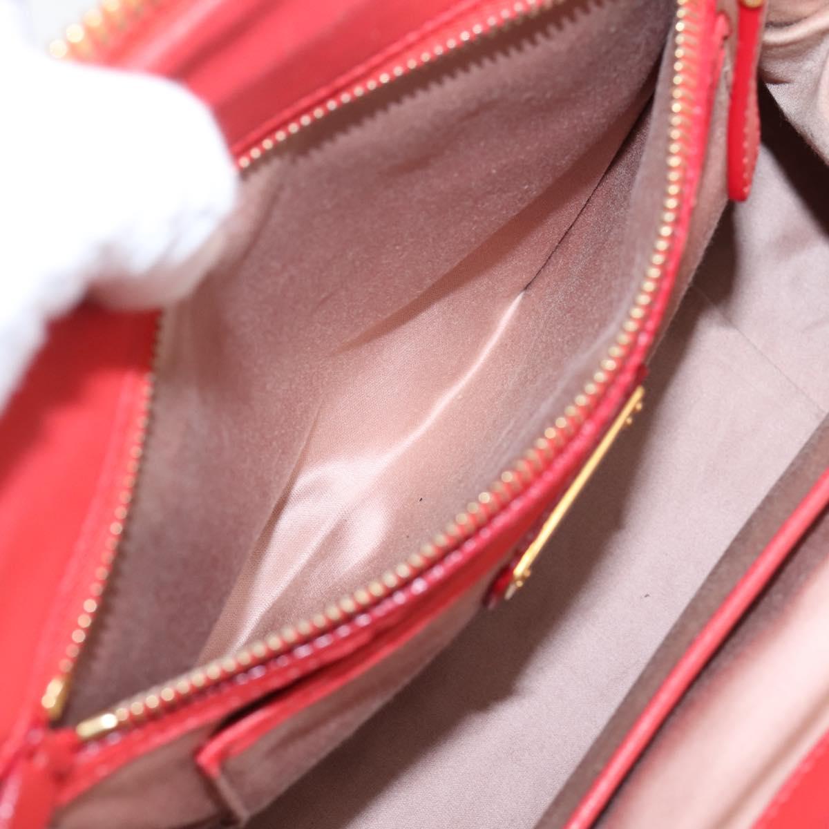 Miu Miu Matelasse Hand Bag Leather 2way Red Gold Auth bs37398
