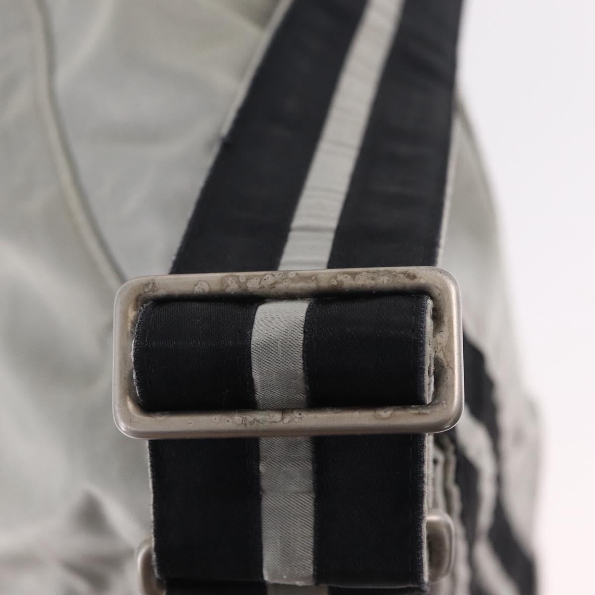 CHANEL Chanel Sports Messenger Bag Nylon Silver CC Auth bs37405