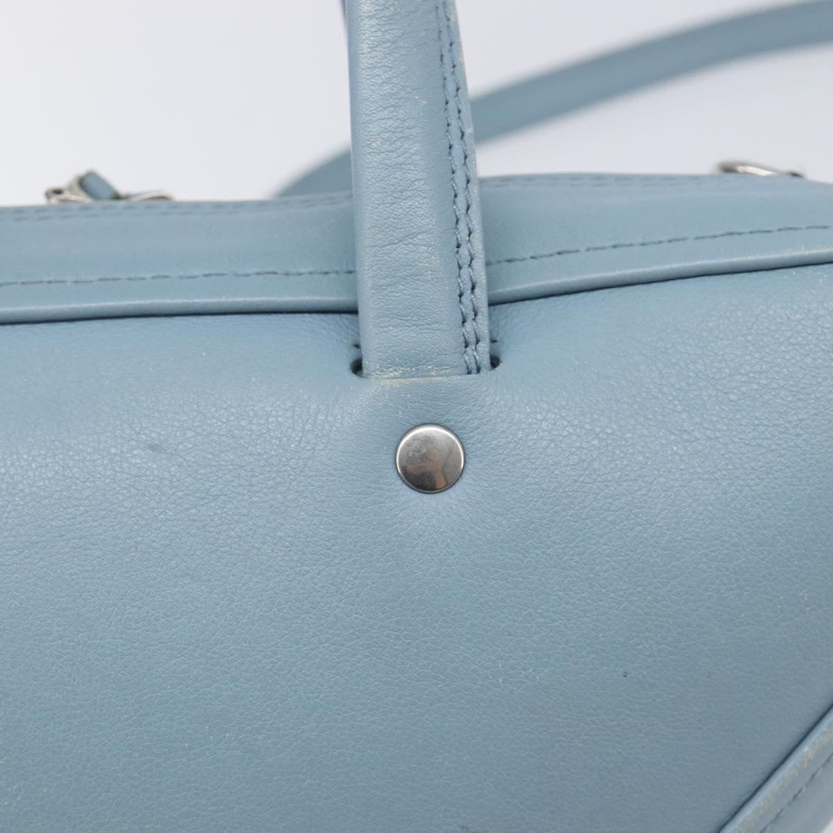 BALENCIAGA Triangle Duffel Bag Leather 2way Light Blue 531048 Auth bs37406
