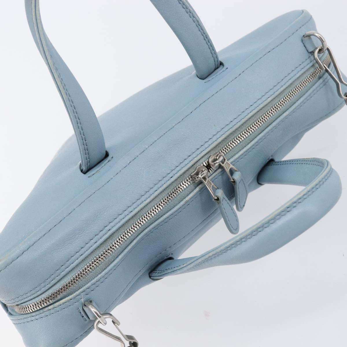 BALENCIAGA Triangle Duffel Bag Leather 2way Light Blue 531048 Auth bs37406