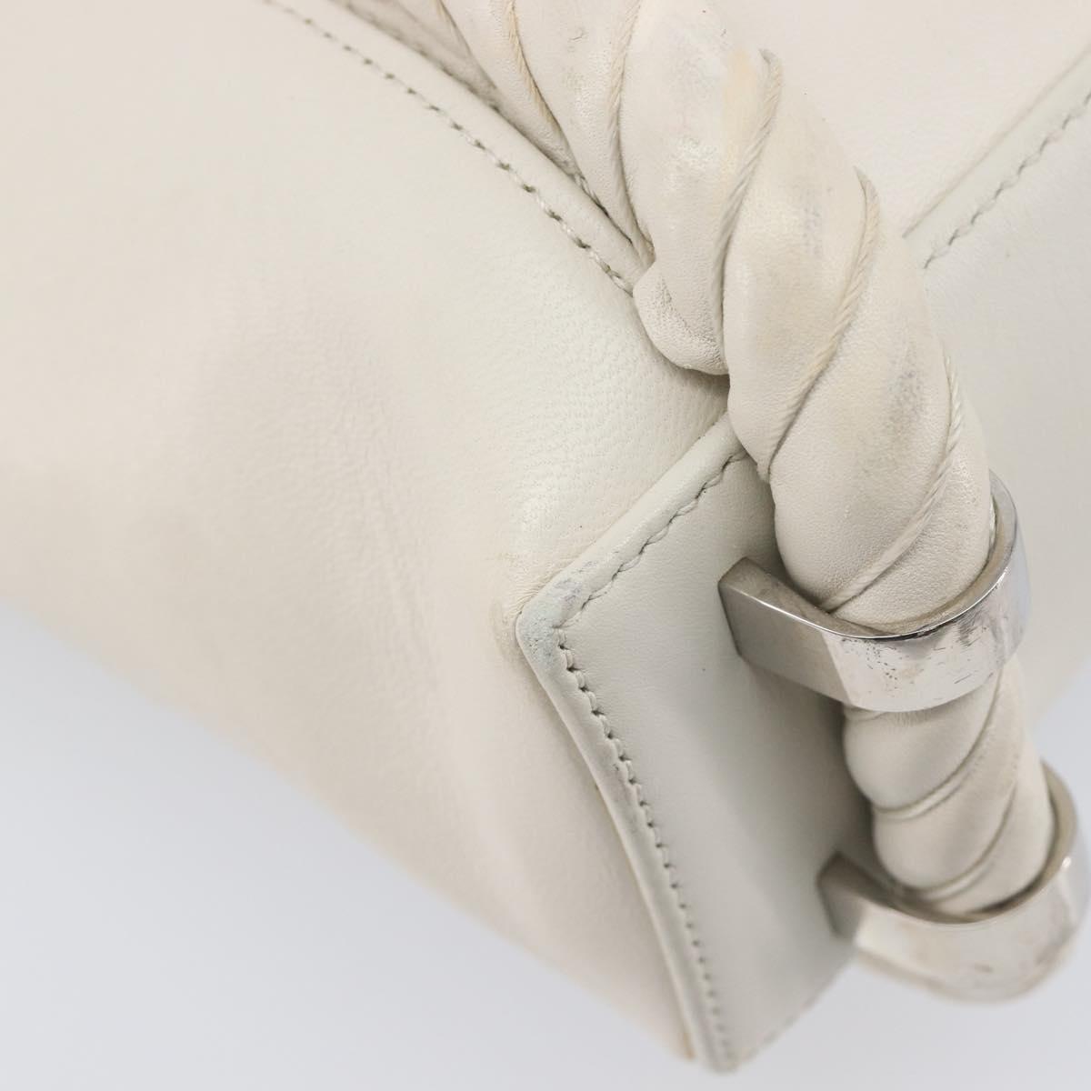 Balenciaga Rope Handle Navy Cabas Bag Leather 2way White 390346 Auth bs37408