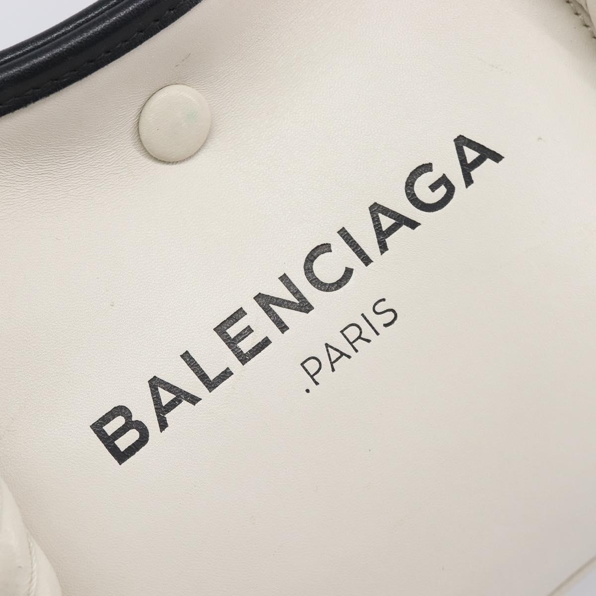 Balenciaga Rope Handle Navy Cabas Bag Leather 2way White 390346 Auth bs37408