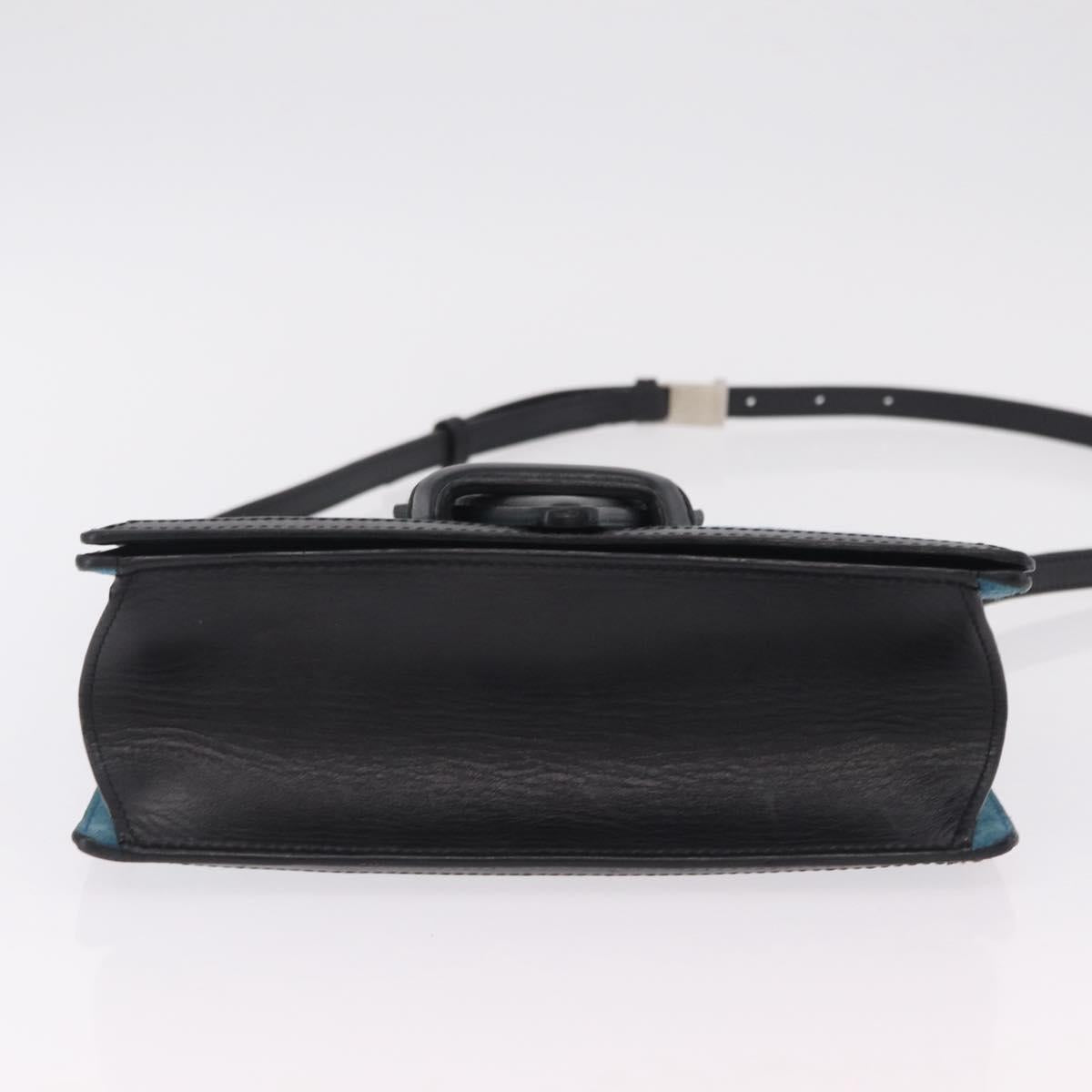 LOEWE Barcelona Shoulder Bag Suede Blue Silver Auth bs37409A