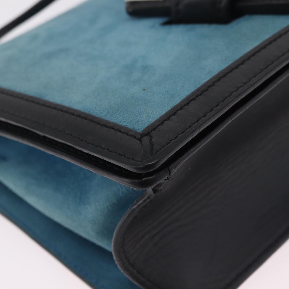 LOEWE Barcelona Shoulder Bag Suede Blue Silver Auth bs37409A