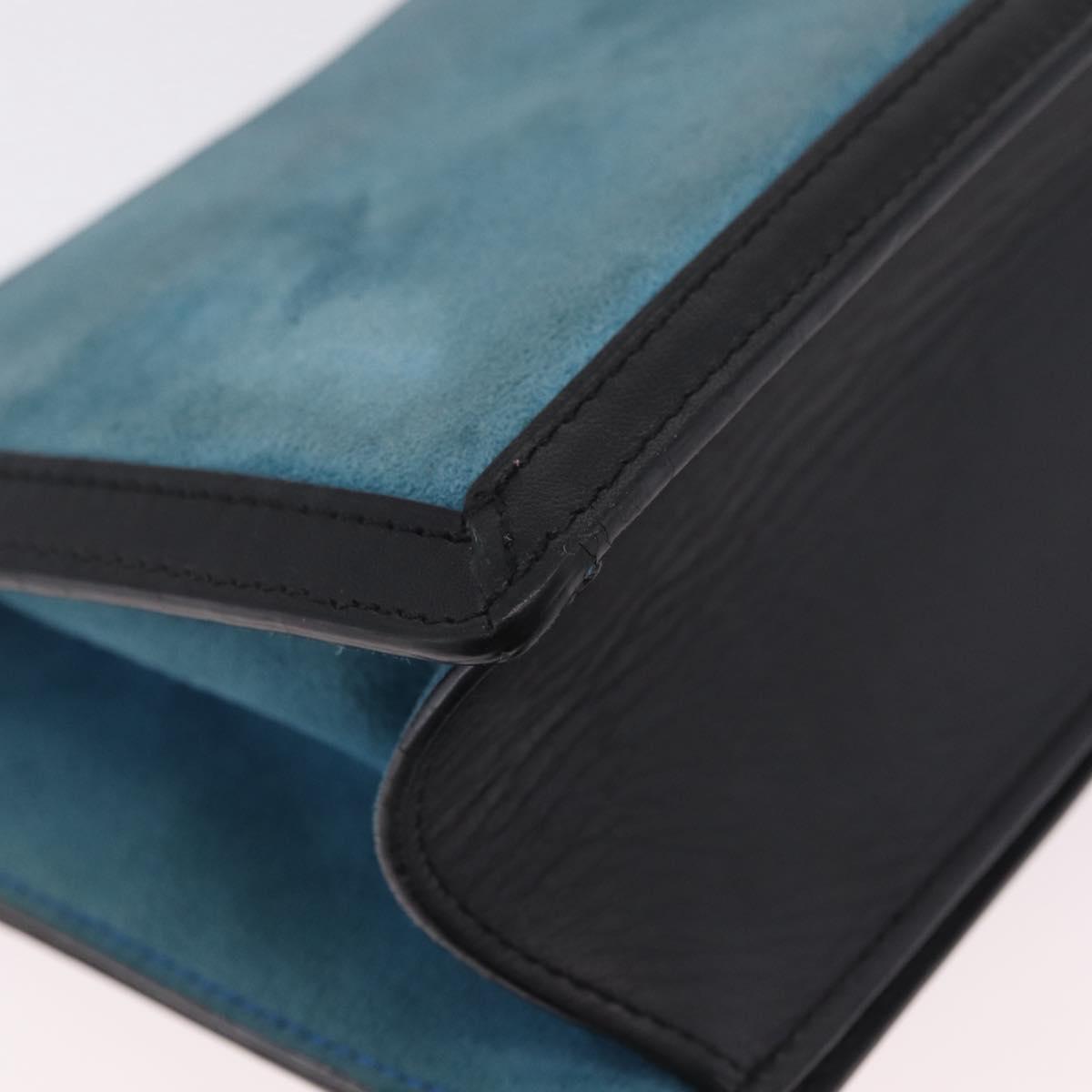 LOEWE Barcelona Shoulder Bag Suede Blue Silver Auth bs37409A