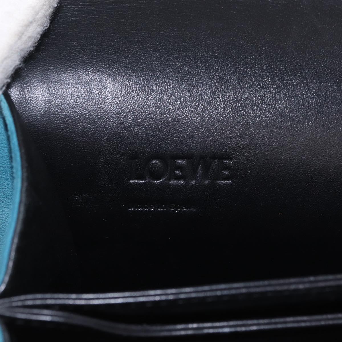 LOEWE Barcelona Shoulder Bag Suede Blue Silver Auth bs37409A