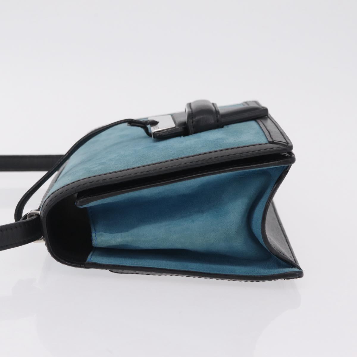LOEWE Barcelona Shoulder Bag Suede Blue Silver Auth bs37409A