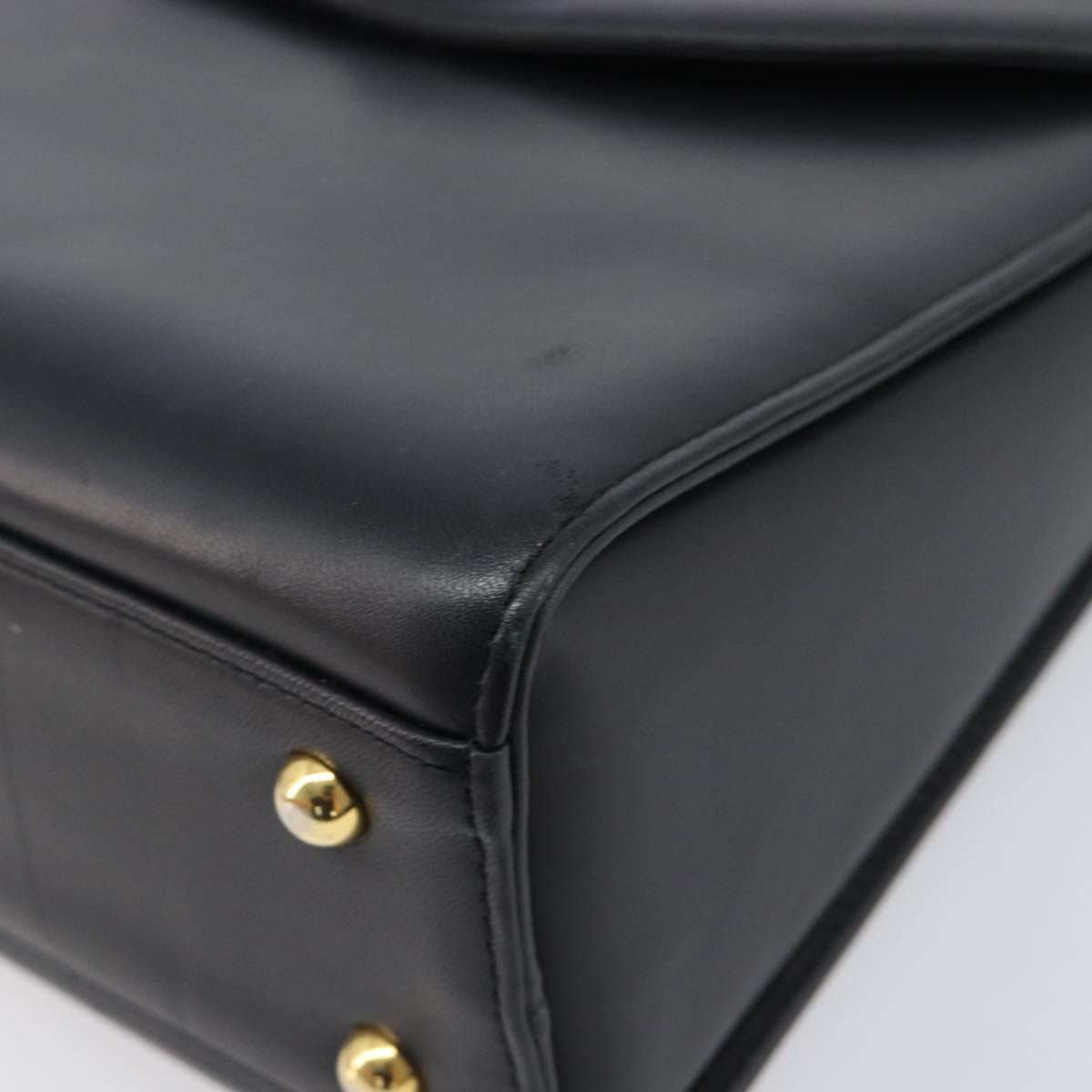 VALENTINO Hand Bag Leather Black Gold Auth bs37410A