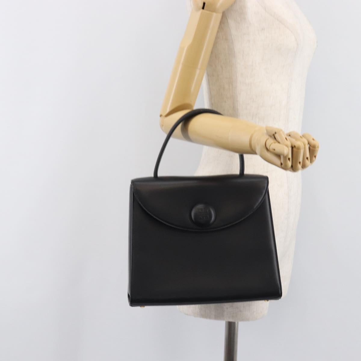 VALENTINO Hand Bag Leather Black Gold Auth bs37410A