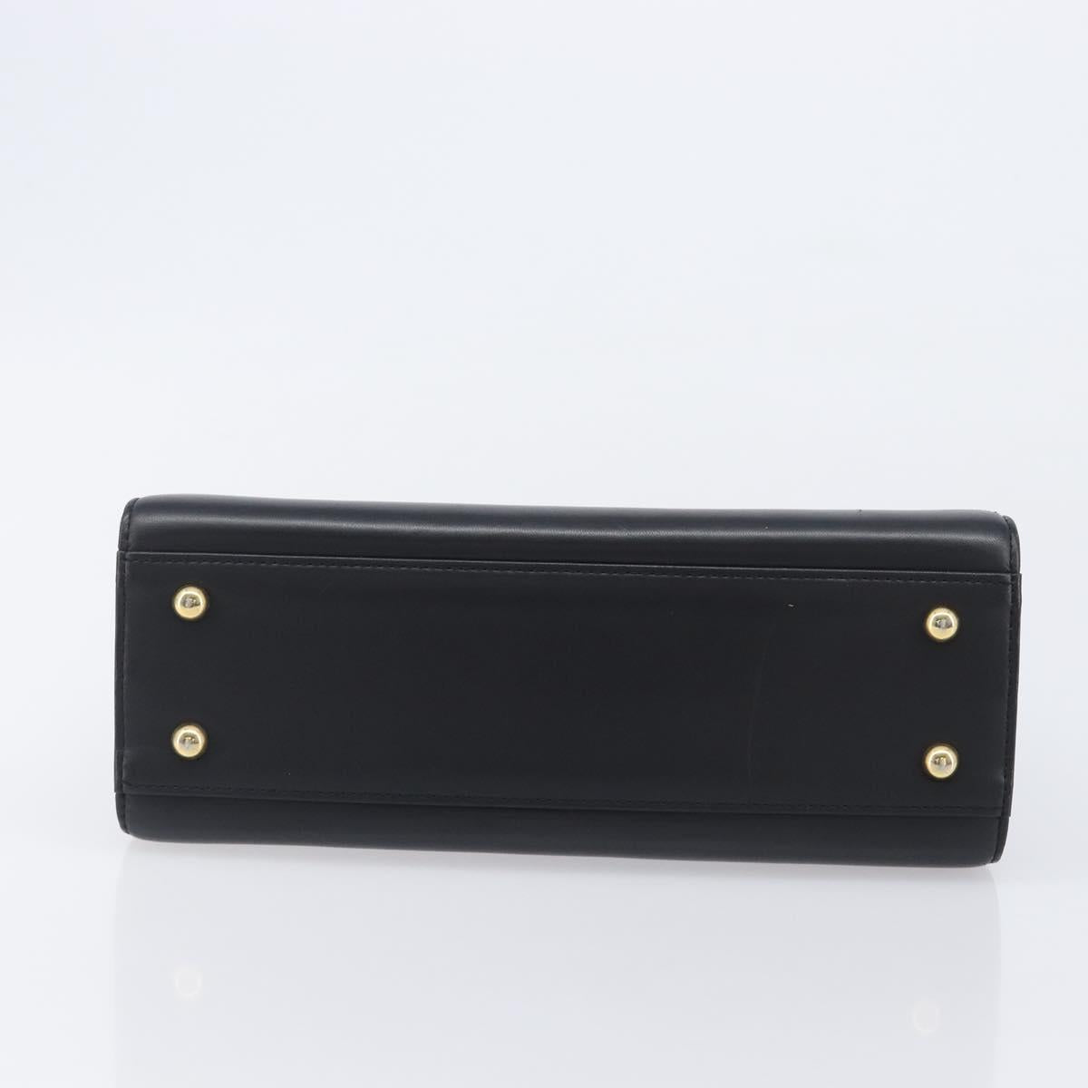 VALENTINO Hand Bag Leather Black Gold Auth bs37410A