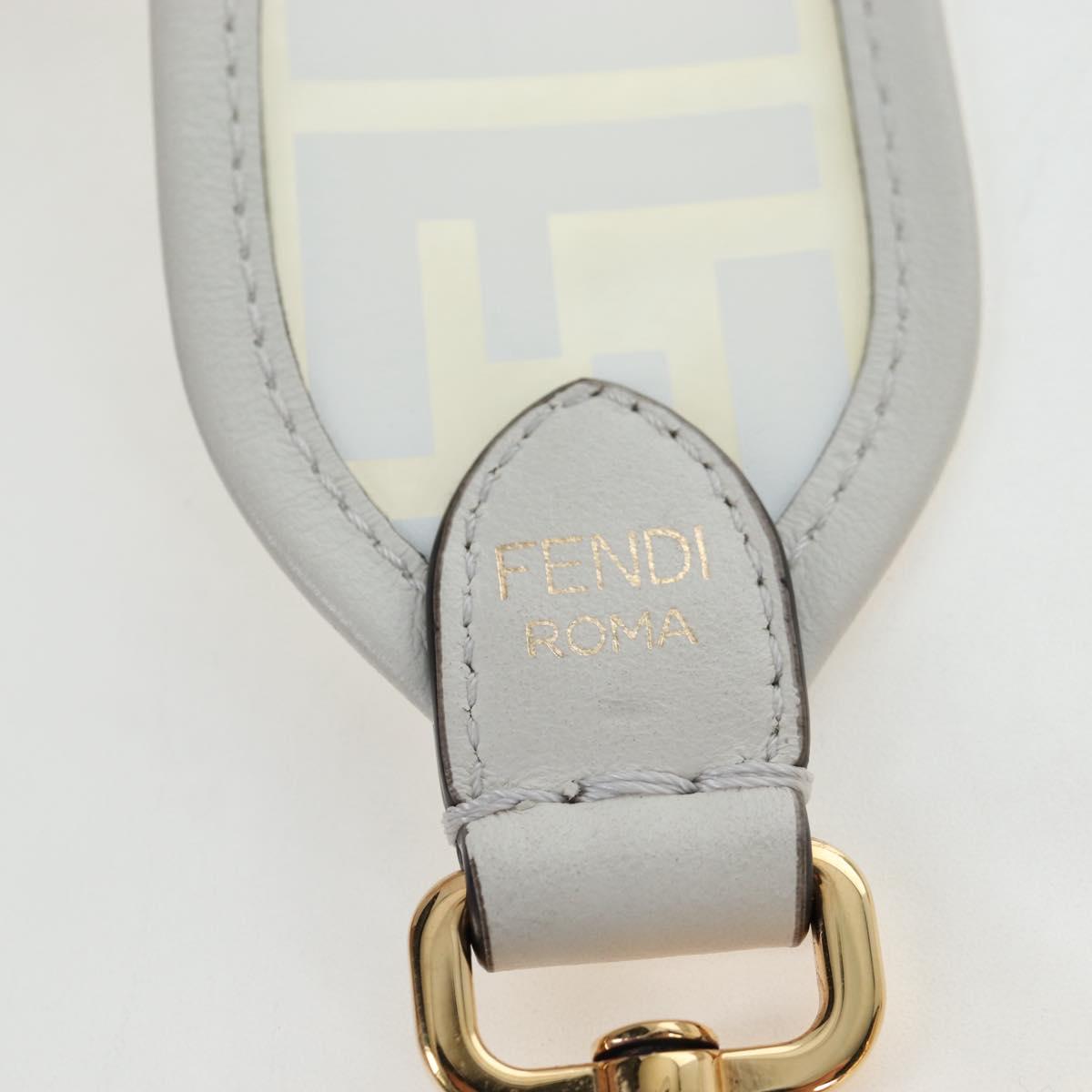 FENDI Strap You Shoulder Strap Leather 37"" White Gold Auth bs37411