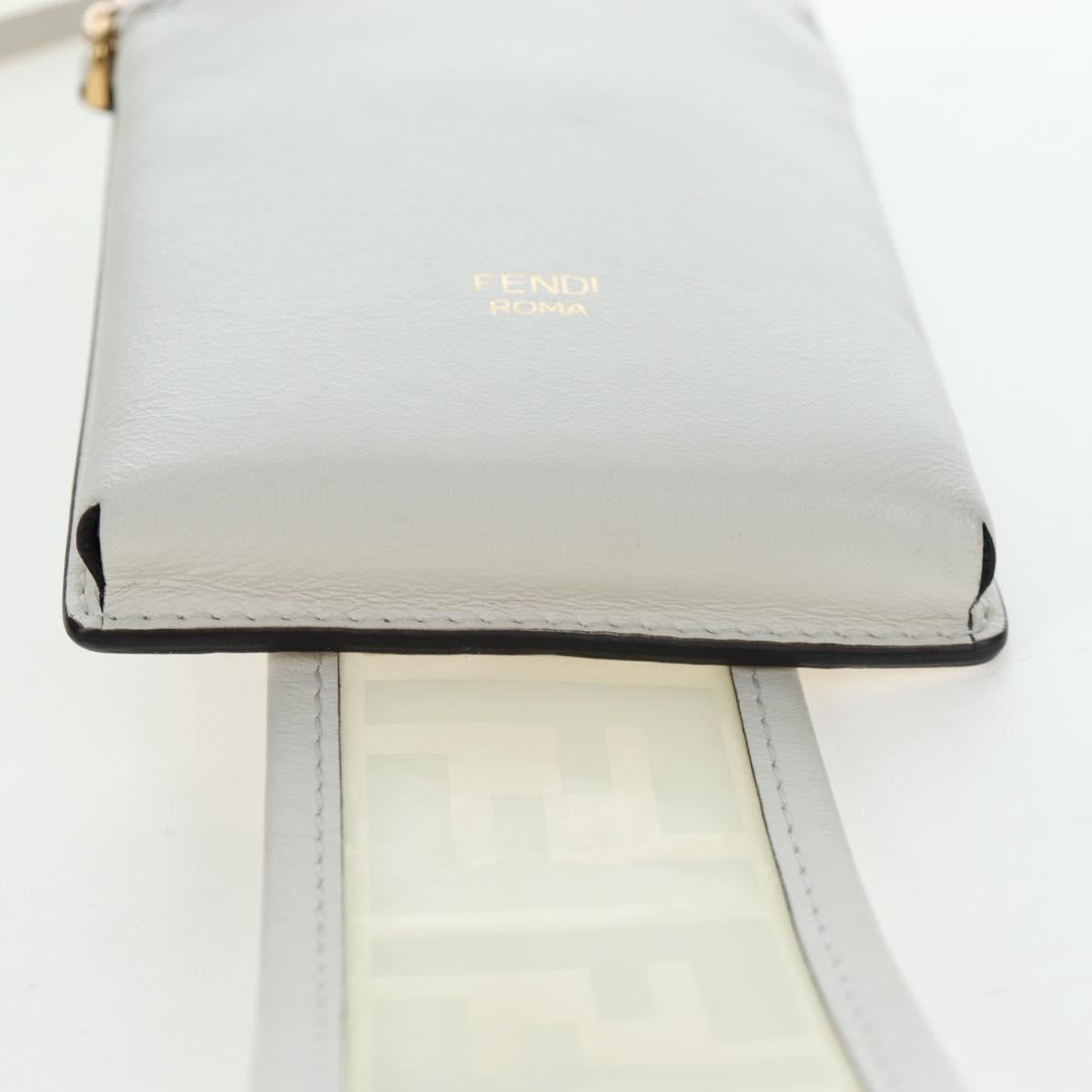 FENDI Strap You Shoulder Strap Leather 37"" White Gold Auth bs37411