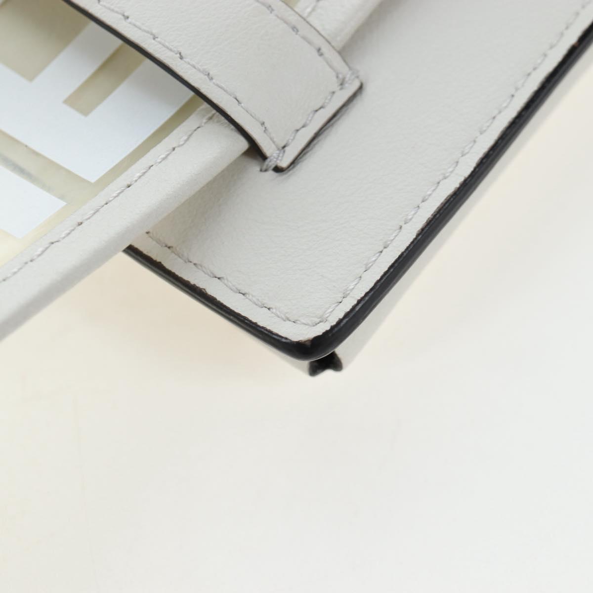 FENDI Strap You Shoulder Strap Leather 37"" White Gold Auth bs37411