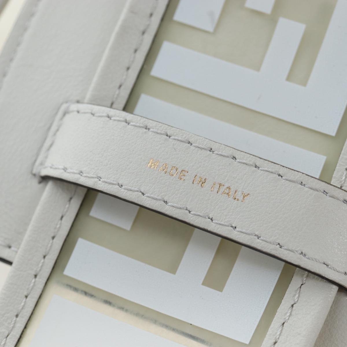 FENDI Strap You Shoulder Strap Leather 37"" White Gold Auth bs37411