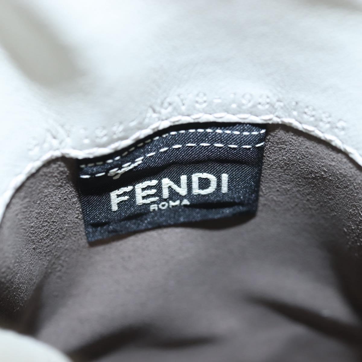 FENDI Strap You Shoulder Strap Leather 37"" White Gold Auth bs37411