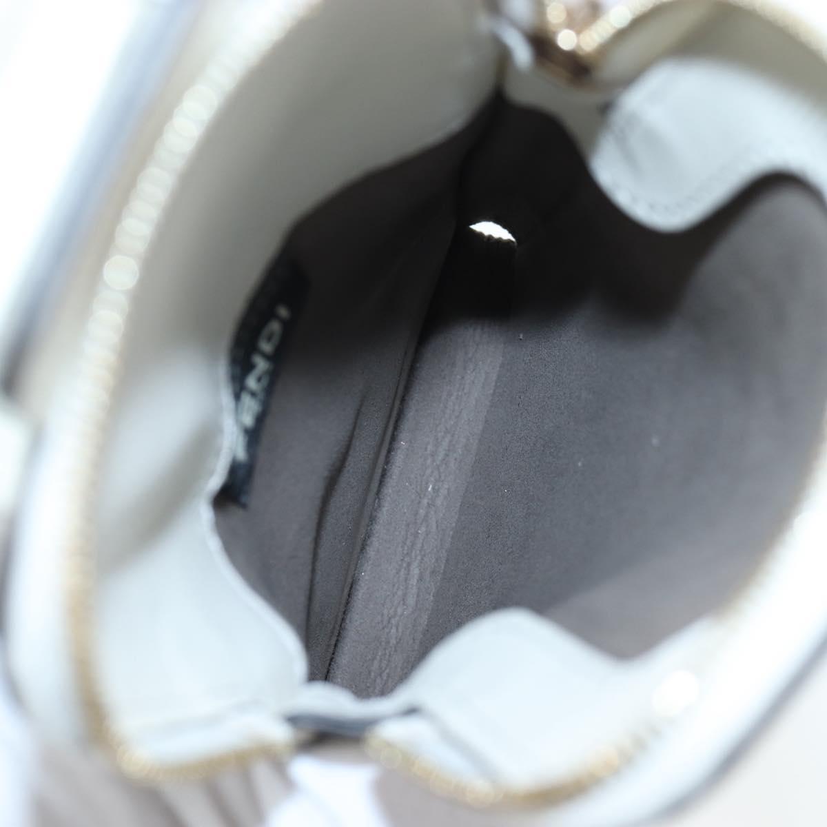 FENDI Strap You Shoulder Strap Leather 37"" White Gold Auth bs37411