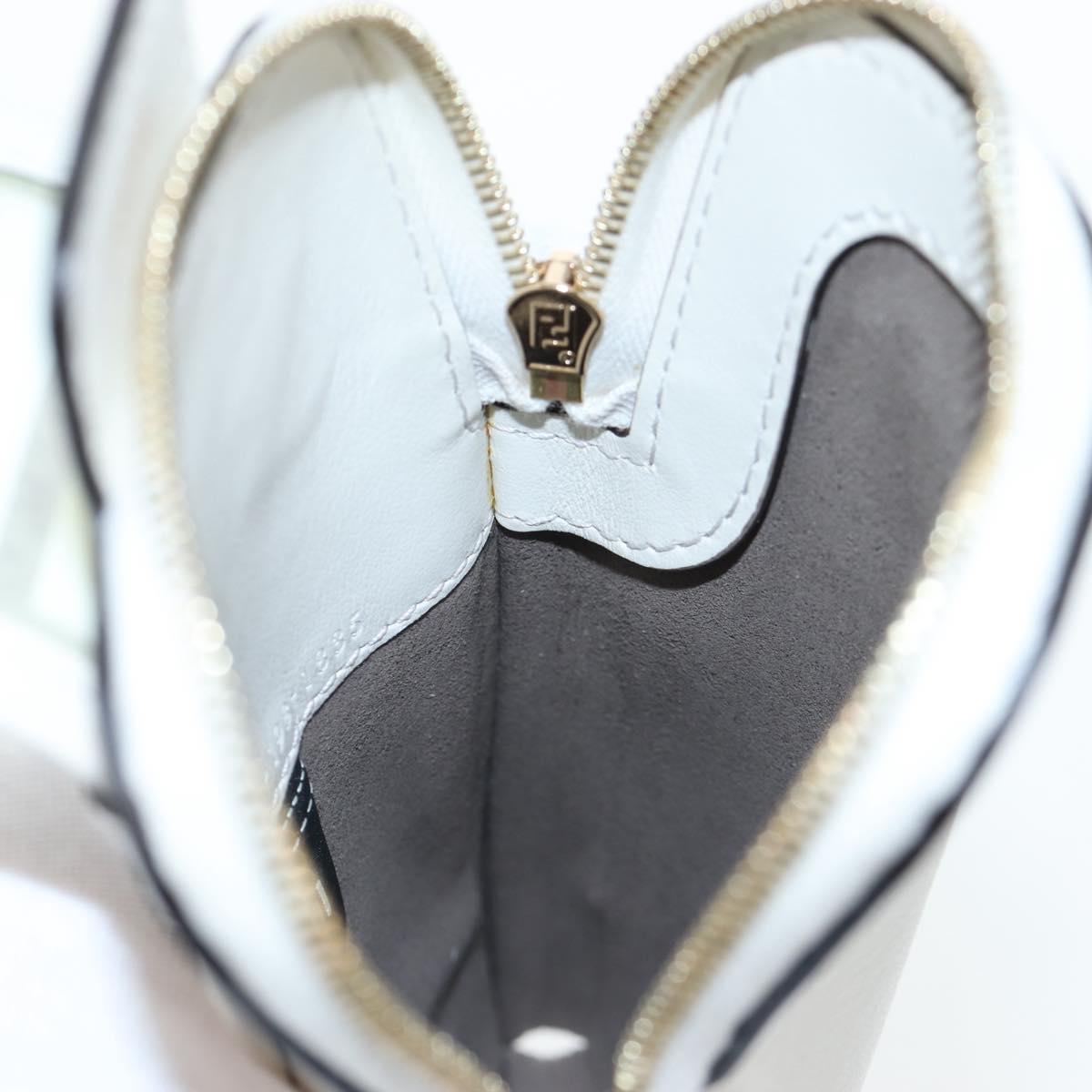 FENDI Strap You Shoulder Strap Leather 37"" White Gold Auth bs37411